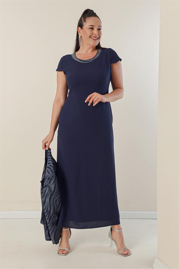 Ensemble 2 pièces grande taille : veste à sequins, robe en crêpe doublée à manches courtes