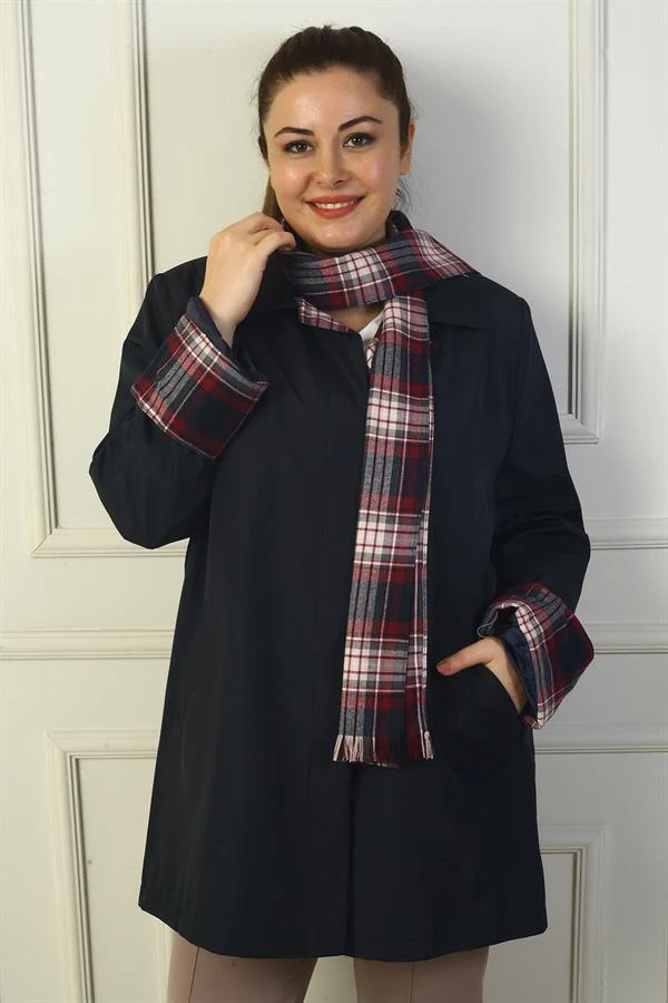 Women's Double-Breasted Trench Coat with Hidden Front Button and Pocket