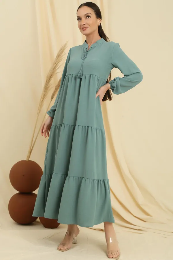 Robe longue hijab avec col en dentelle