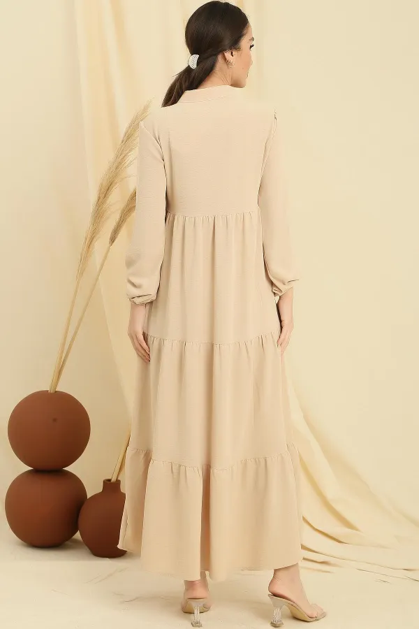 Robe longue hijab avec col en dentelle