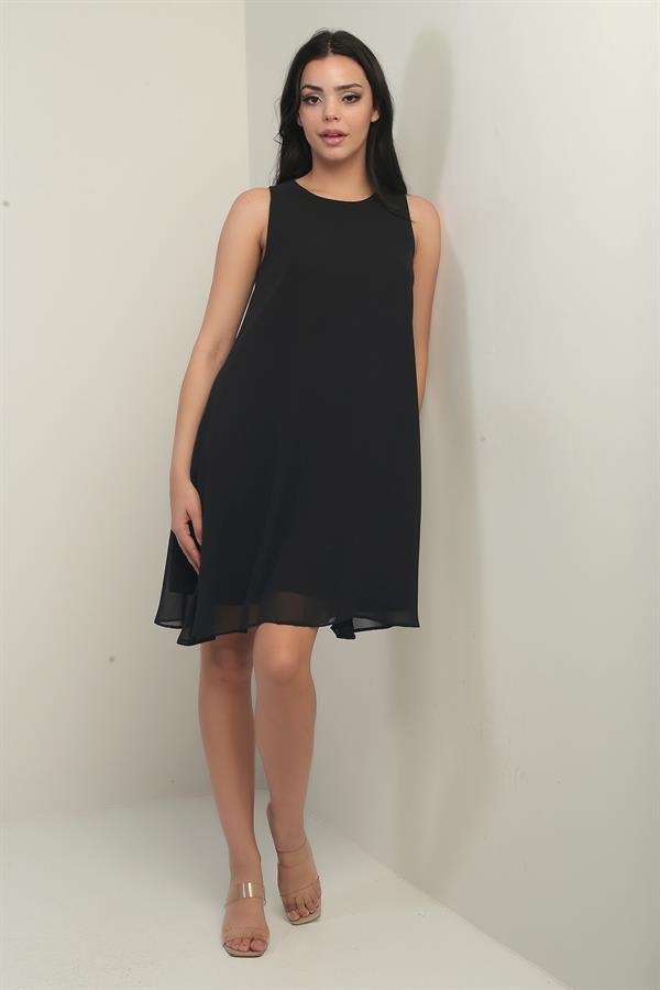 Women's Sleeveless Lined Short Chiffon Dress