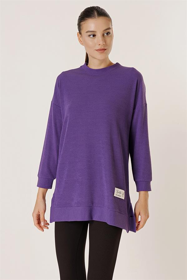 Yanları Yırtmaçlı Örme Tunik Bluz