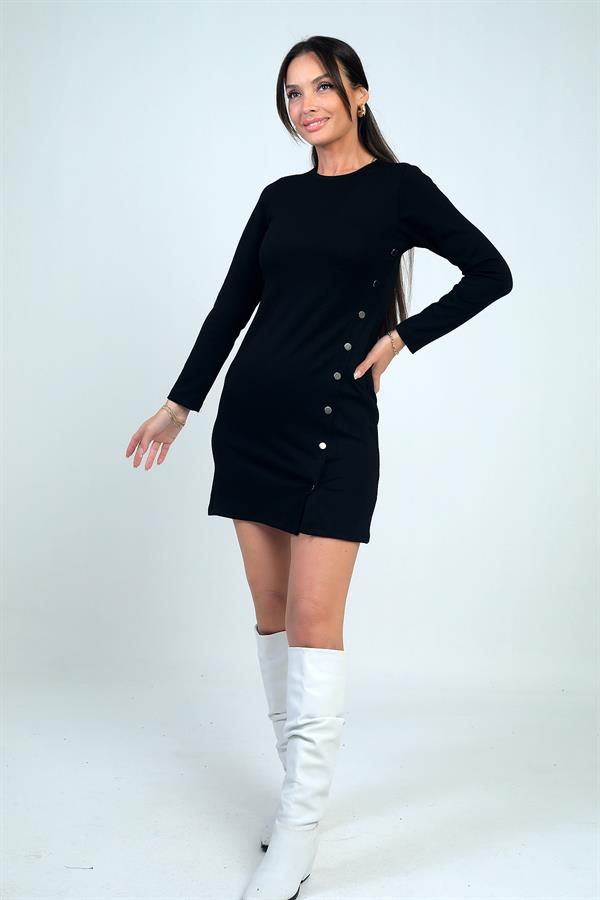 Robe courte à boutons-pression pour femme