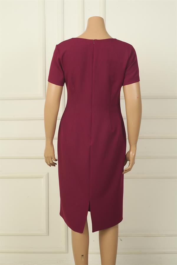 Kadın Yarım Kollu Astarlı Büyük Beden Krep Elbise