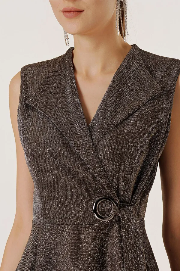 Double-Breasted, Belted, Glittery Dress