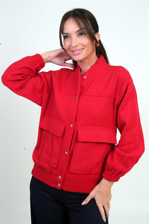 Beli Lastikli Torba Cepli Kaşe Bomber Mont