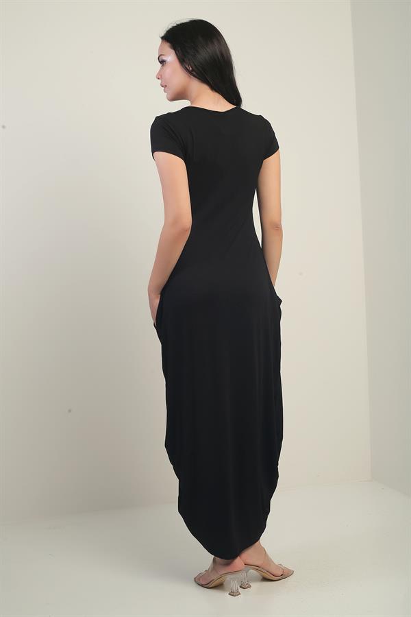 Women's Round Neck, Pocketed, Lycra Harem Dress