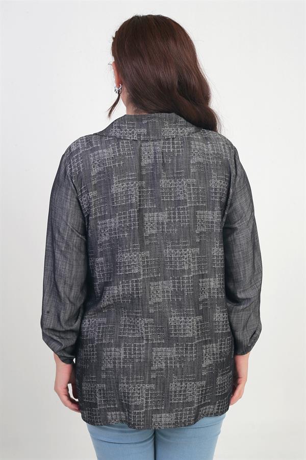 Kadın Kol Katlamalı Önü Fermuarlı Büyük Beden Ceket