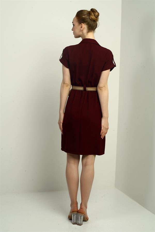 Women's Dress with Patch Pockets and Belt Waist