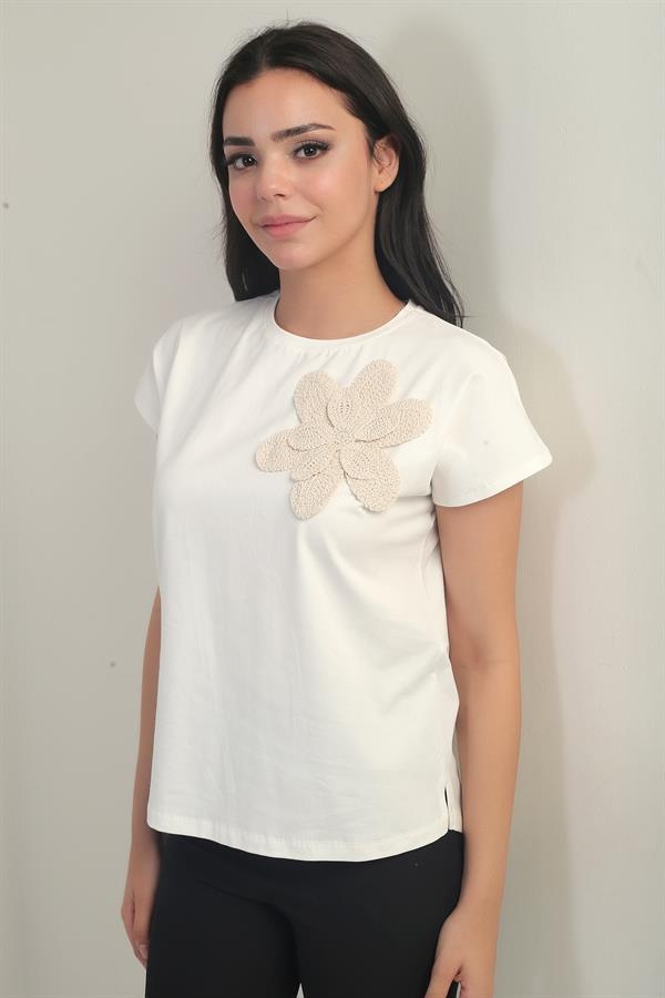 Women's Flower Detailed Lycra Blouse