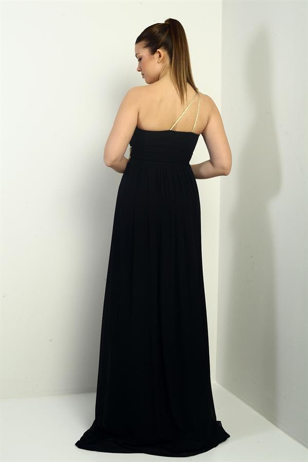 Robe longue asymétrique en mousseline pour femme, avec doublure tissée sur le devant