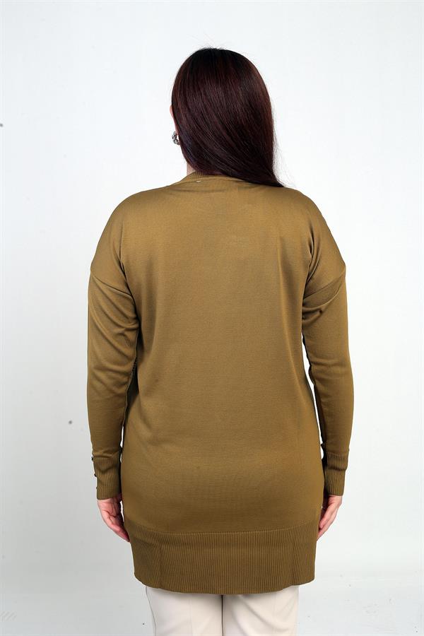 Women's Plus Size Tunic Blouse with Button Detail on Sleeves