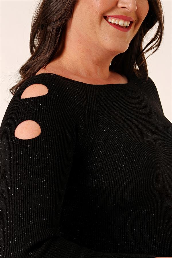 Pull tunique sport grande taille à épaules dénudées