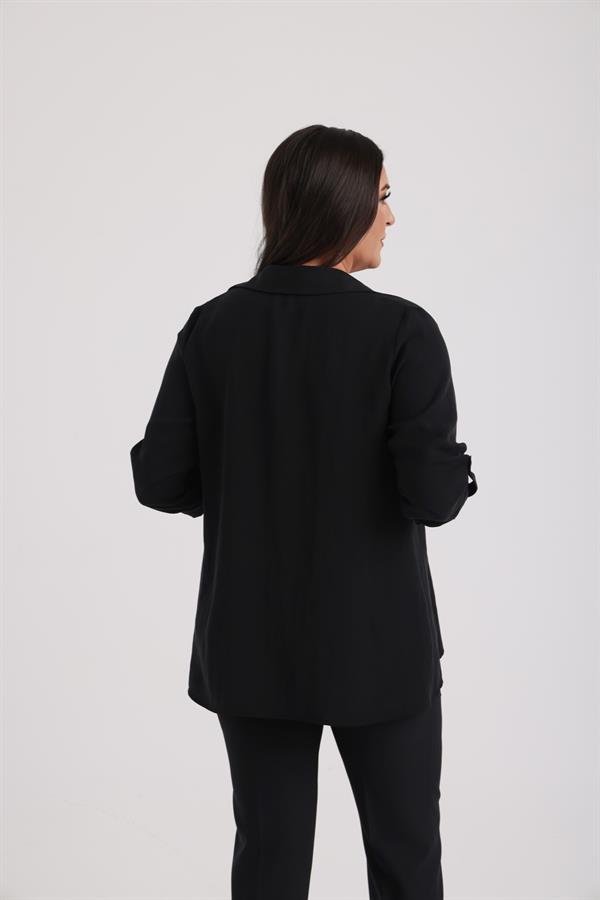 Ensemble 2 pièces pour femme : blouse sans manches en lycra à manches repliées et veste ornée de sequins, grandes tailles.