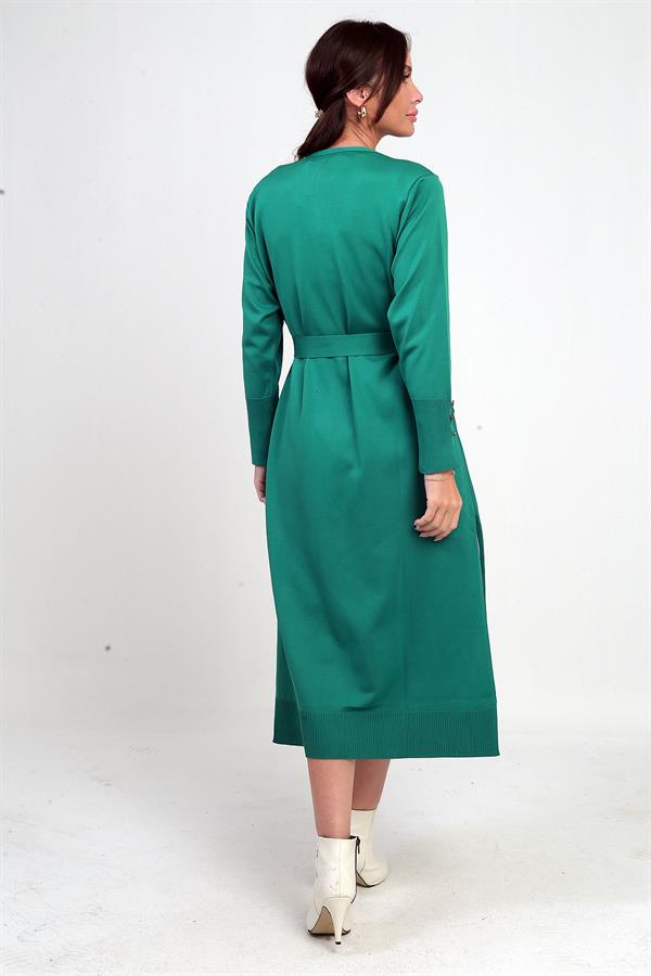 Gilet long pour femme avec manches boutonnées, poches et fentes latérales