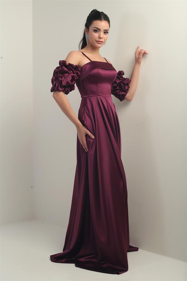 Robe longue en satin pour femme, à fines bretelles, doublée, manches montées et poches