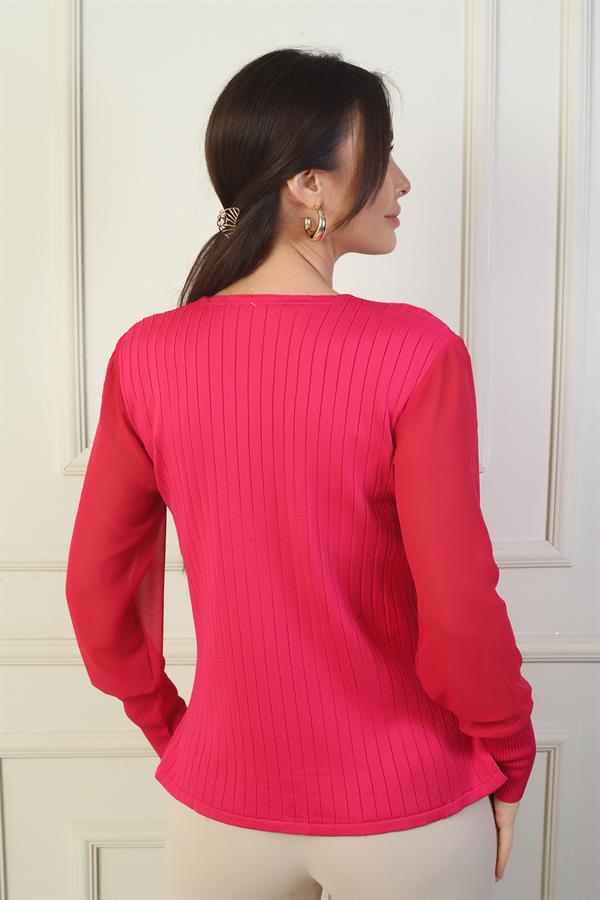 Pull sans manches en mousseline à col en V pour femme