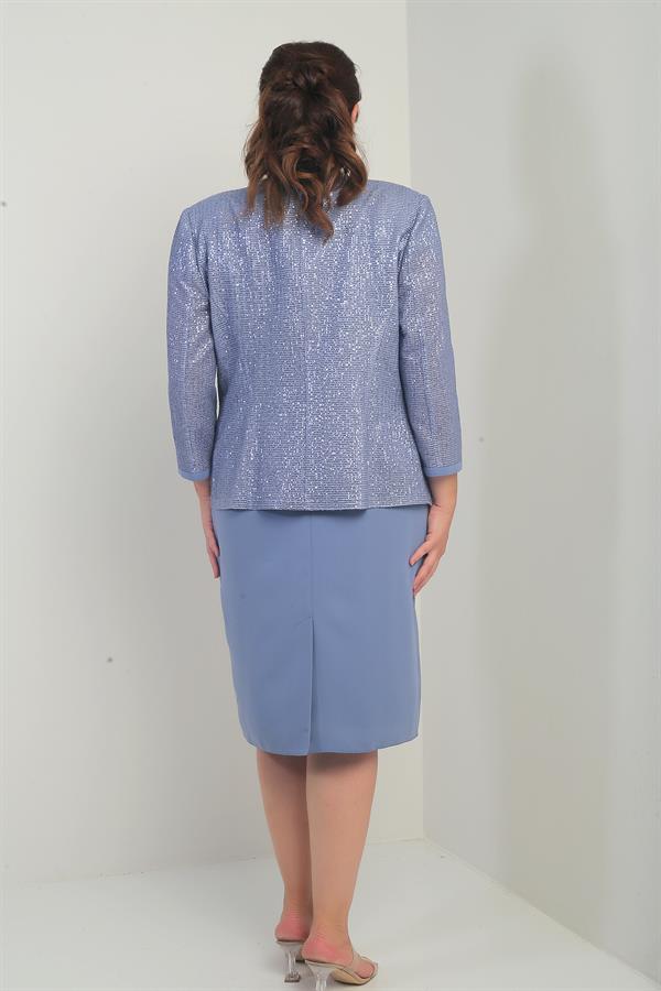 Robe sans manches doublée pour femme avec veste ornée de sequins et de pierres, ensemble deux pièces grande taille