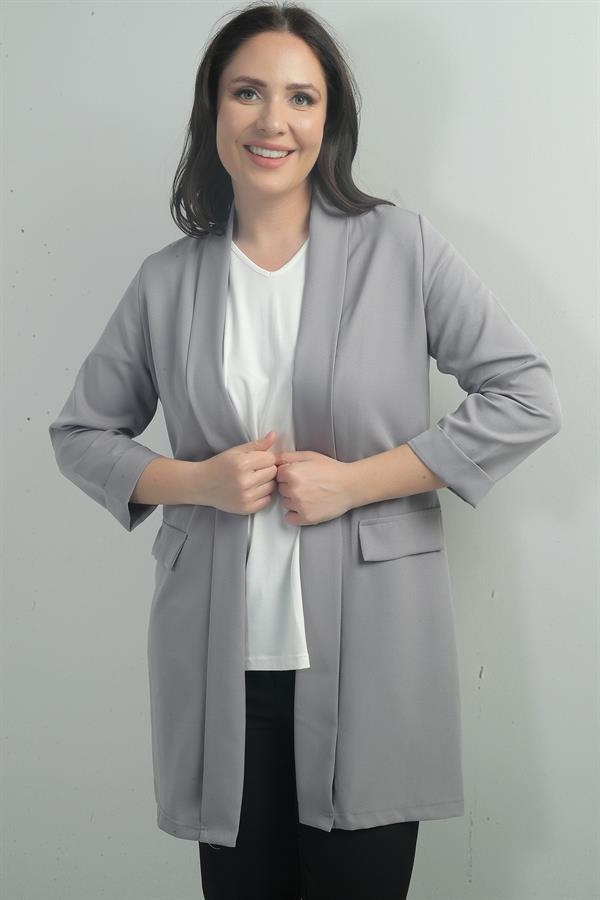 Shawl Collar Fake Pocket Lycra Max Long Jacket