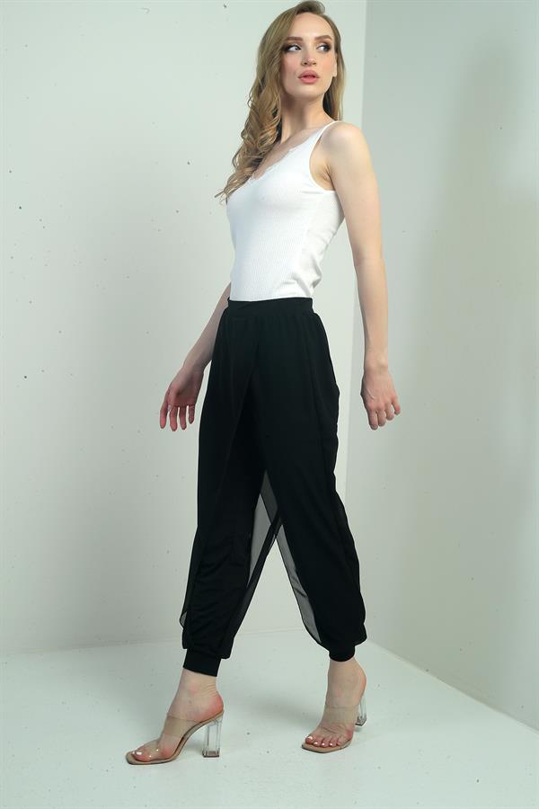 Kadın Üstü Şifon Beli Lastikli Şalvar Pantolon
