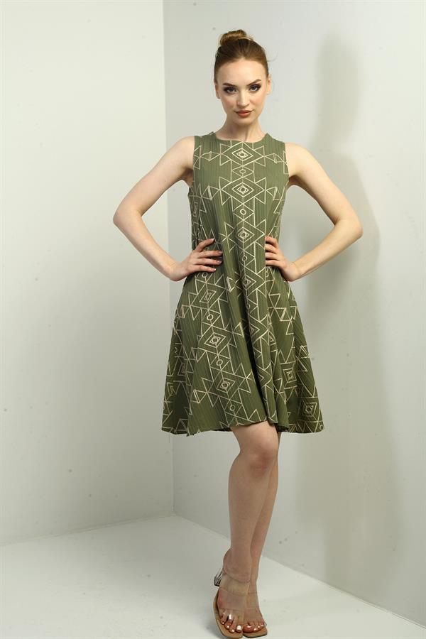 Kadın Etnik Desen Kordeneli Kısa Elbise