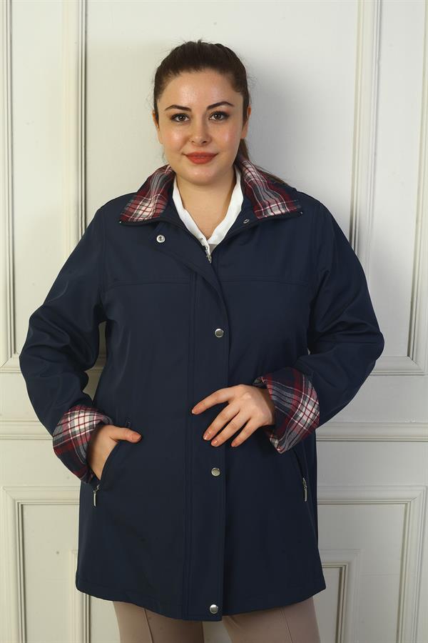 TRENCH-COAT DOUBLÉ À CAPUCHE AMOVIBLE GRANDE TAILLE AVEC BOUTONS-PRESSION MANTEAU BONDITE