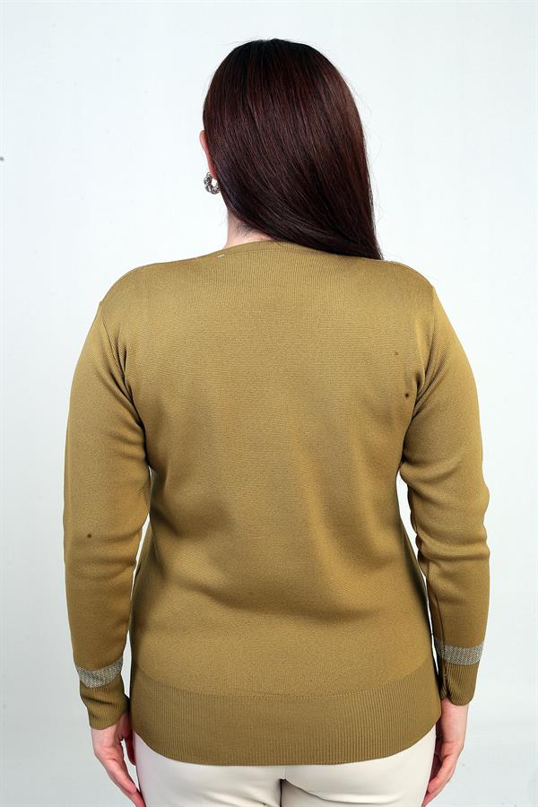 Chemisier grande taille à col en V pour femme, orné de paillettes