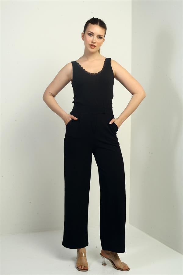 Women's Pleated Lycra Palazzo Pants with Velcro Pockets