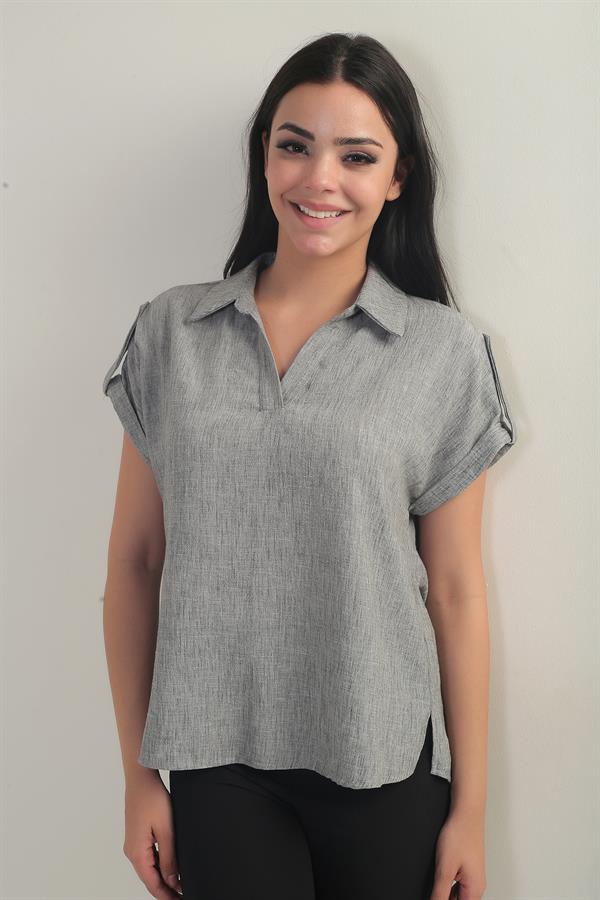 Kadın Polo Yaka Apoletli Gömlek