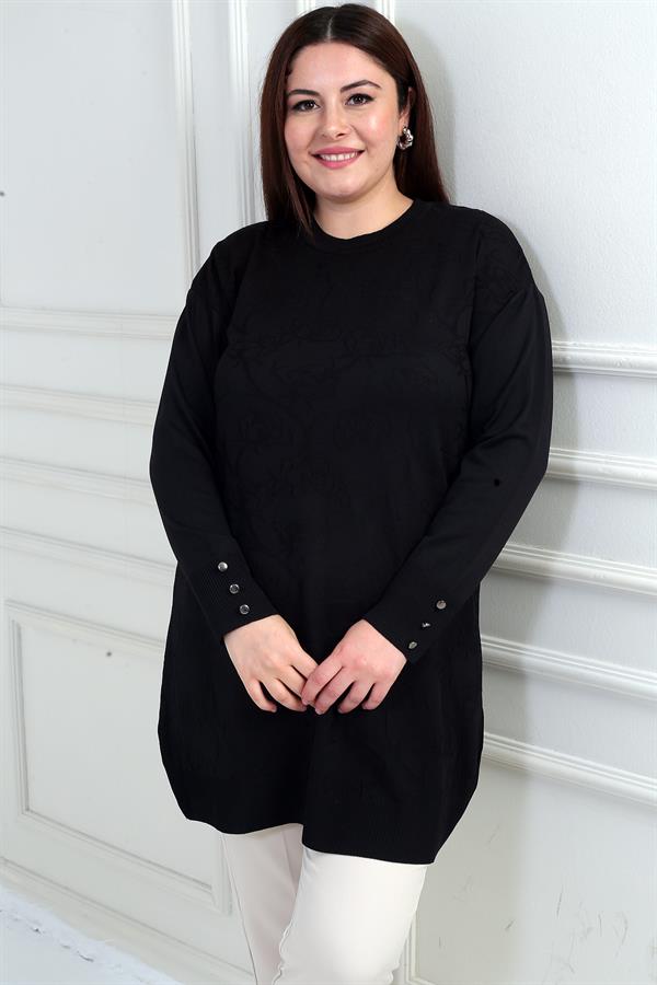 Tunique/blouse grande taille pour femme, à motif rose et détails de boutons sur les manches