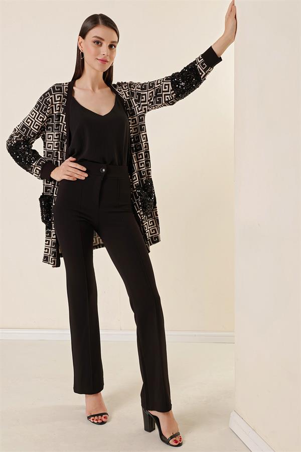 Kadın Yüksek Bel Toparlayıcı Çımalı Palazzo Pantolon