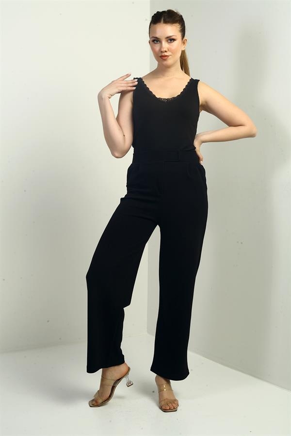 Women's Pleated Lycra Palazzo Pants with Velcro Pockets