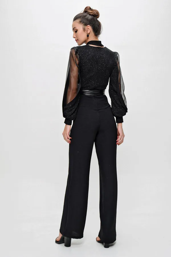 Simli Organze Kollu Tulum