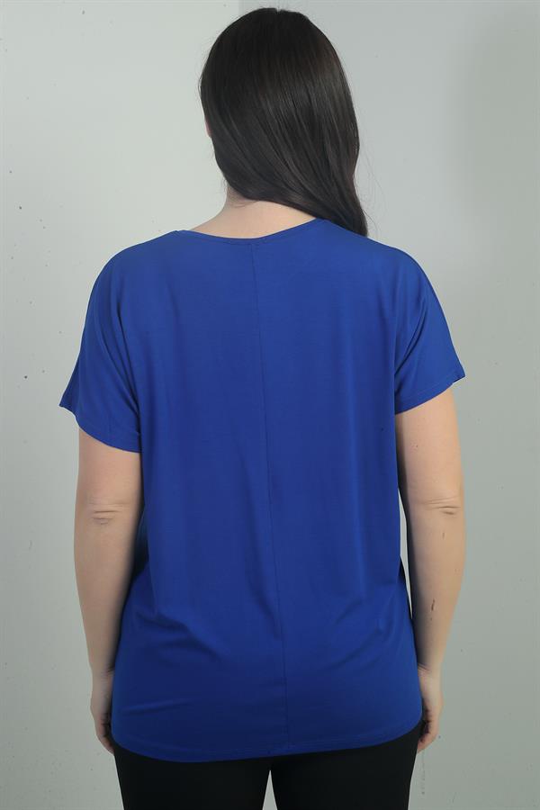 Blouse BB à imprimé pierre sur les épaules, col rond et manches chauve-souris pour femme