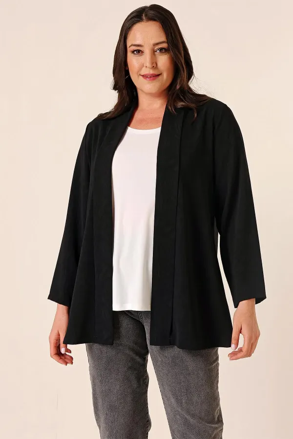 İçi Atletli Şal Desenli İthal Krep Ceket Büyük Beden 2'li Takım