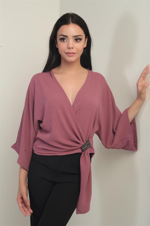 Women's Wrap Neck Short Ayrobin Blouse