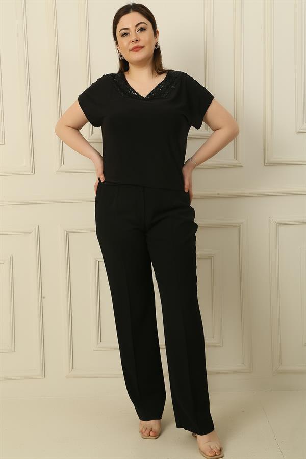 Pantalon grande taille avec taille élastique