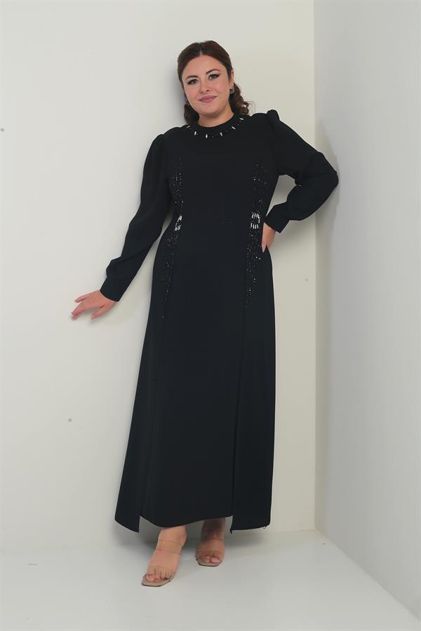 Robe longue grande taille pour femme avec imprimé de pierres et de perles