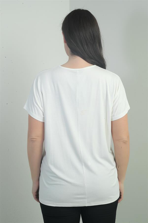 Women's Shoulder Stone Print V-Neck Batwing Sleeve BB Blouse