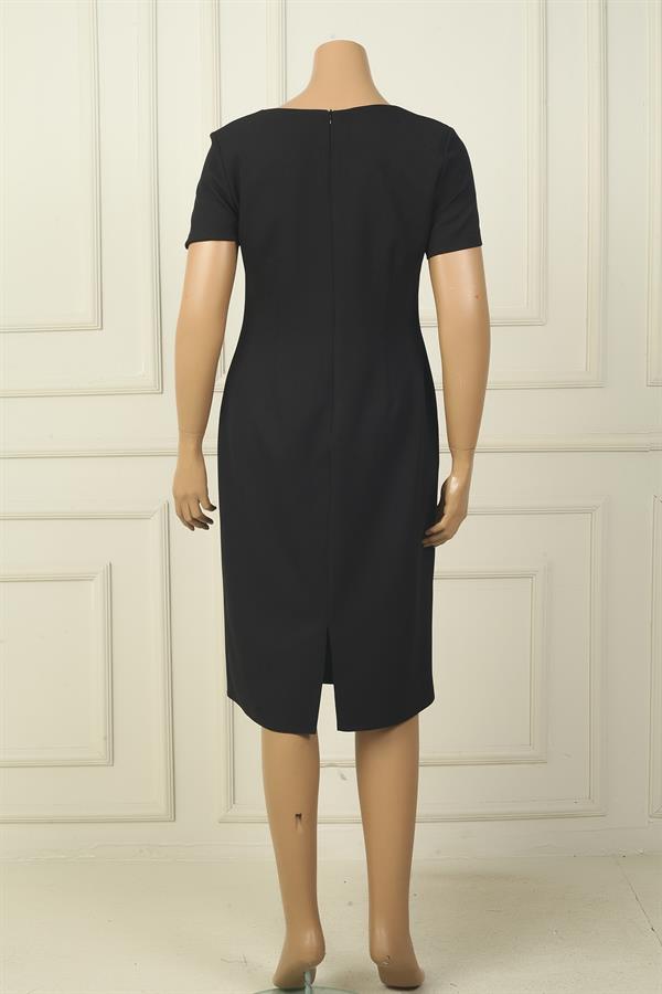 Robe en crêpe doublée à manches courtes pour femme, grande taille