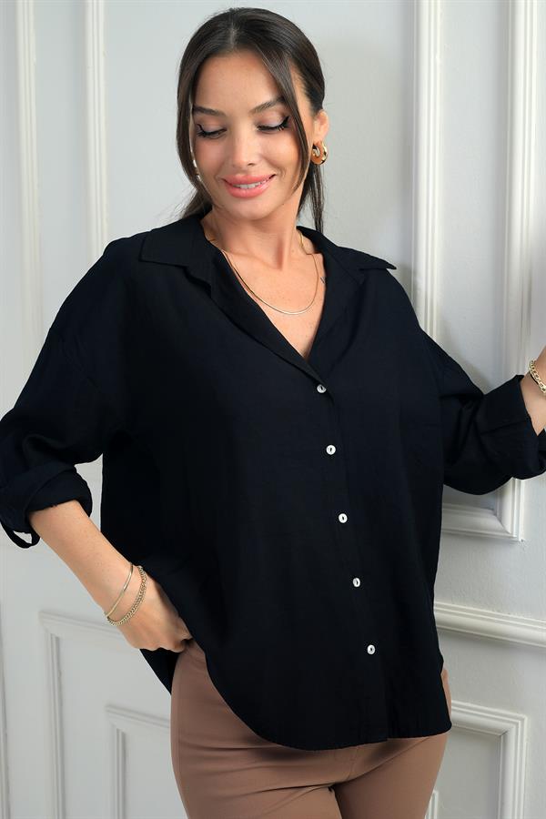 Kadın Kol Katlamalı Lyocell Gömlek