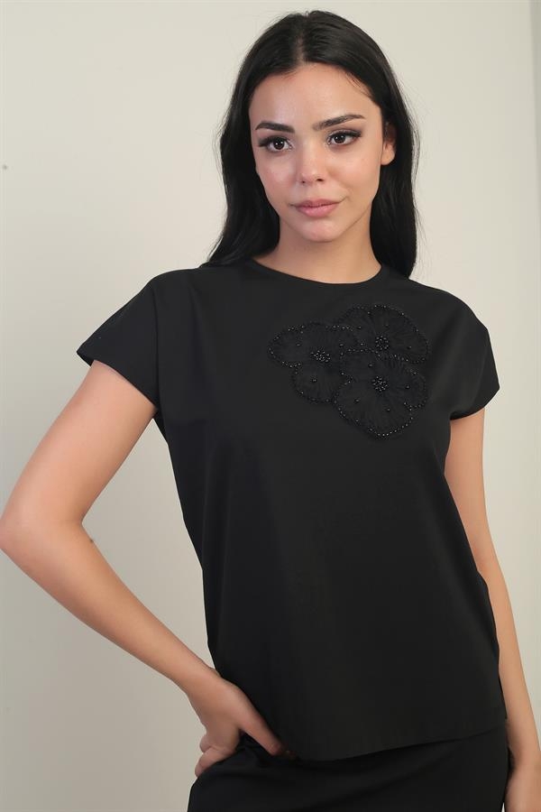 Women's Rose Detailed Lycra Blouse