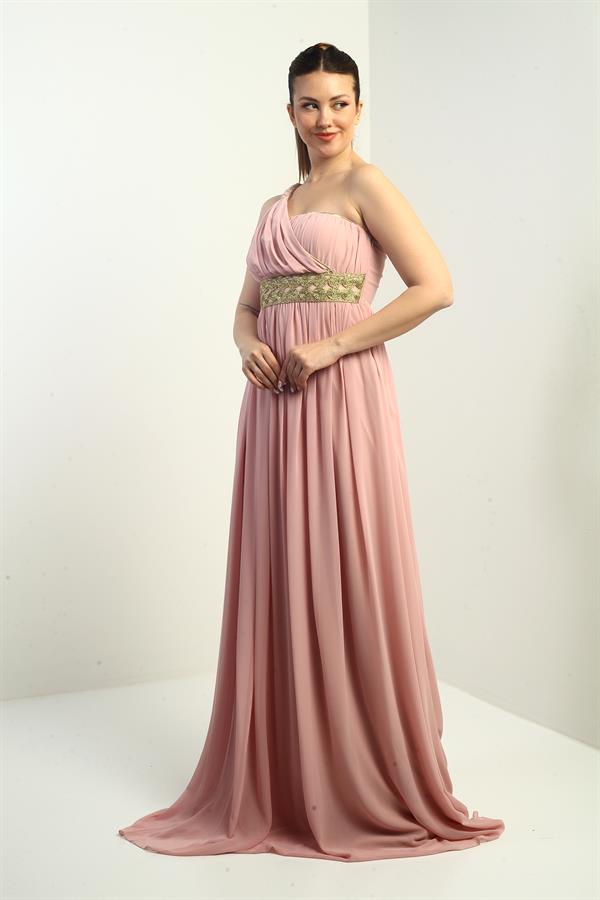 Robe longue asymétrique en mousseline pour femme, avec doublure tissée sur le devant