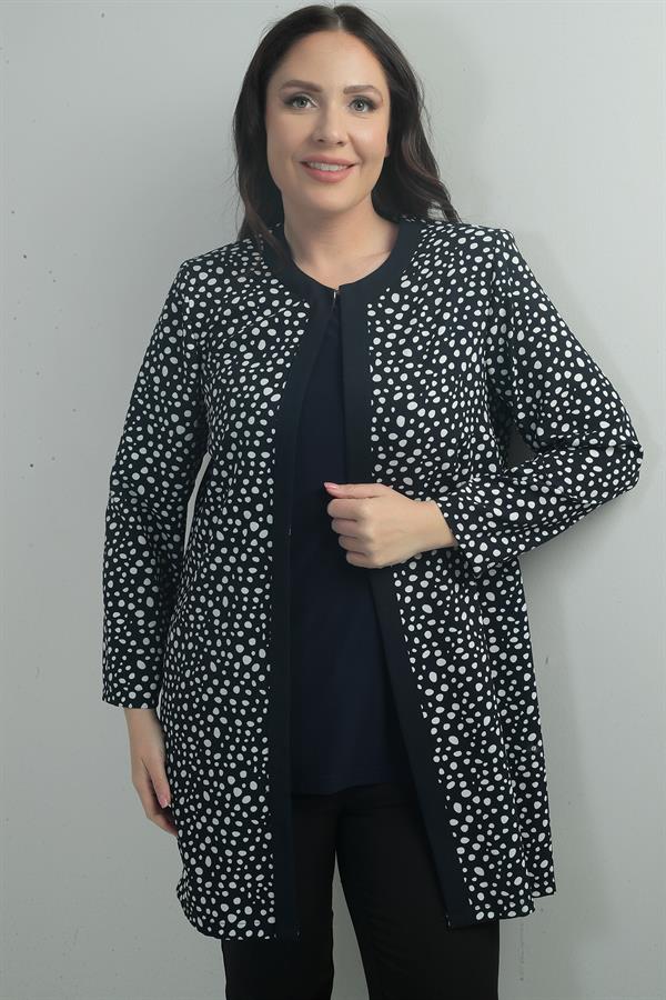 Leopard Print Plus Size Two-Piece Set with Collar Brooch