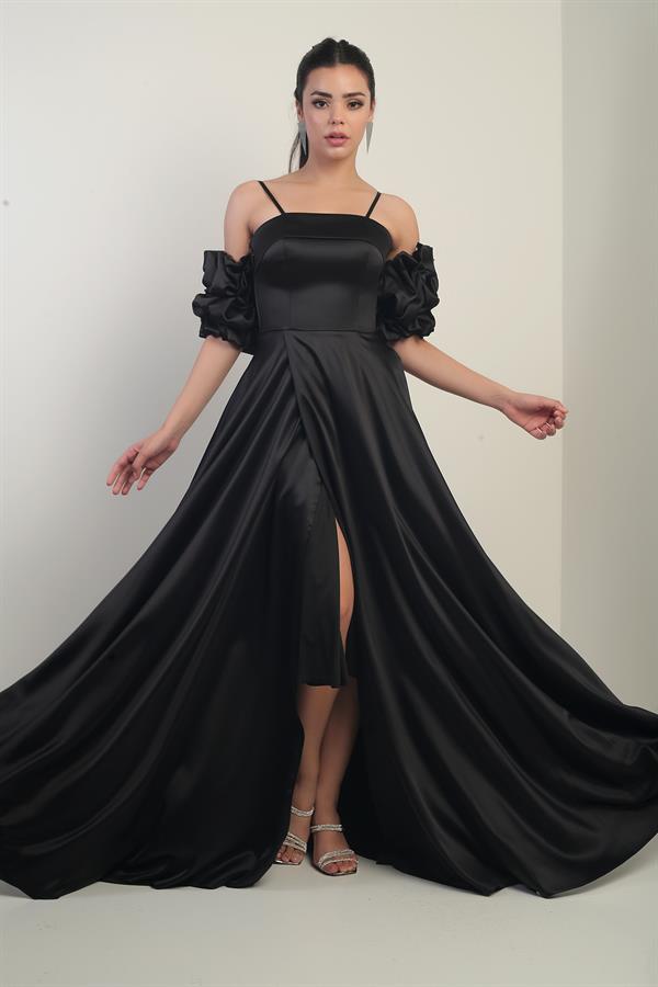Robe longue en satin pour femme, à fines bretelles, doublée, manches montées et poches