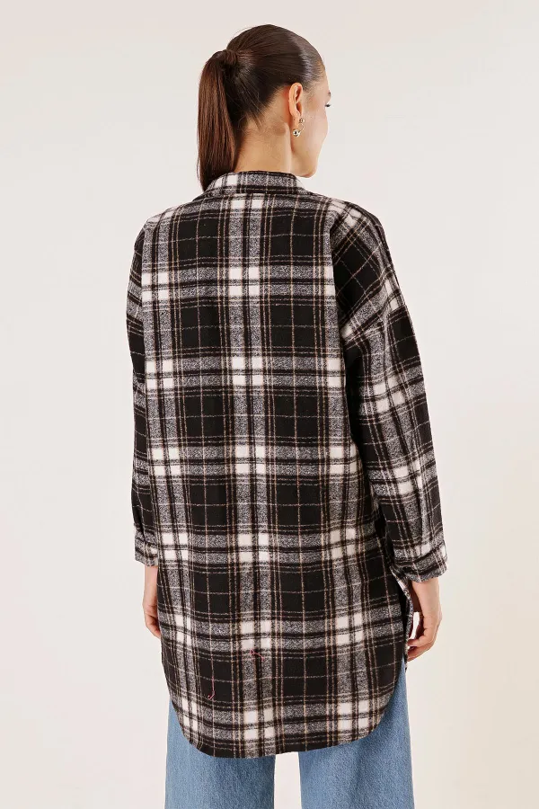 Çift Cepli Kaşe Ekose Tunik Gömlek