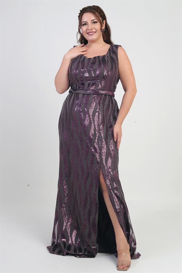 Robe longue à sequins doublée et à encolure carrée pour femme, grandes tailles