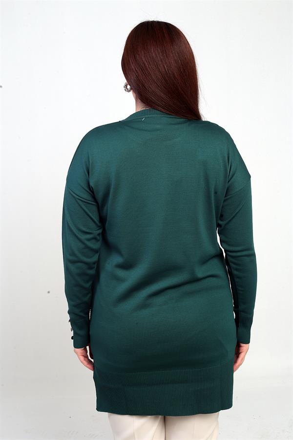 Blouse tunique grande taille pour femme avec détails de boutons sur les manches