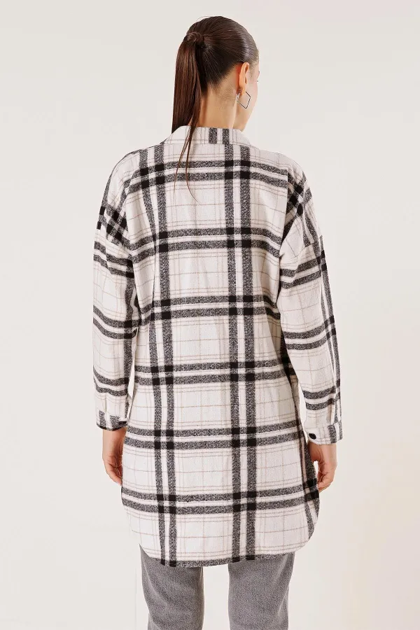 Chemise tunique à carreaux à double poche