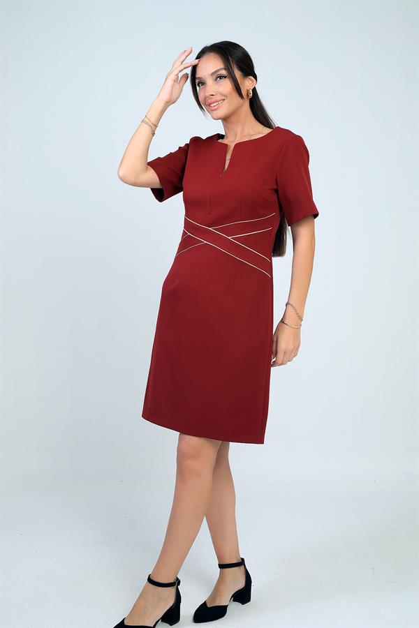 Robe courte pour femme avec finitions ton sur ton et fermeture éclair sur le devant